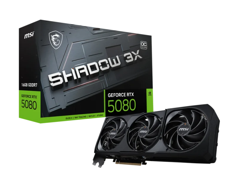 Placa Video MSI GEFORCE RTX 5080 SHADOW 3X OC 16GB GDDR7 256 bit, PCIE 5.0, 3x DP 1x HDMI
