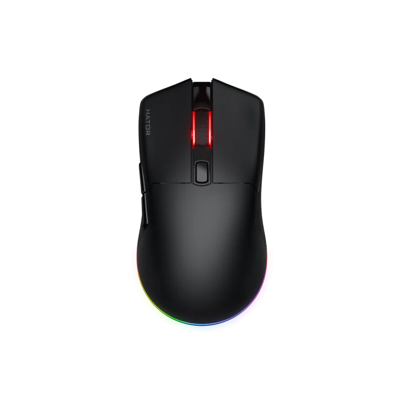 Mouse gaming wireless Hator Pulsar 3, polling rate pana la 1000Hz, senzor Optical PixArt PMW 3311, rezolutie maxima 12000 DPI, switch HATOR® Optical 100M, iluminare RGB 16.8M culori, side switch Kailh 3M, durata de viata baterie in wireless mode pana la