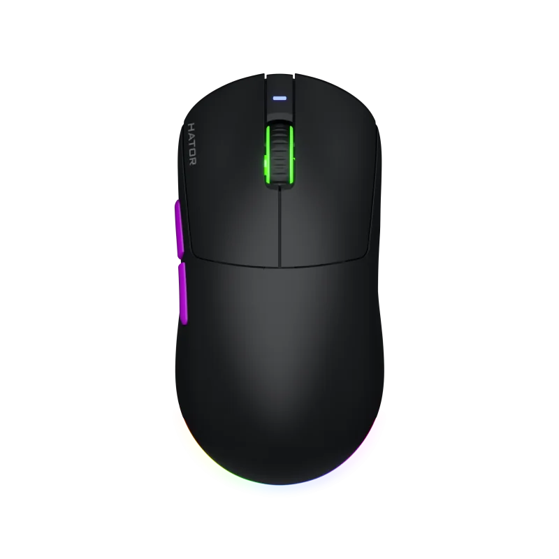 Mouse wireless Hator Quasar 3 ULTRA 8K, conectivitate 2.4GHz, bluetooth 5.4 si USB, polling rate pana la 8000Hz, senzor PixArt 3395, rezolutie maxima 30000 DPI, capacitate baterie 500 mAh, durata de viata baterie in modul wireless pana la 52 ore, timp