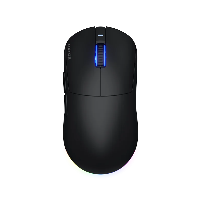 Mouse wireless Hator Quasar 3, conectivitate 2.4GHz, bluetooth si USB, polling rate pana la 1000Hz, rezolutie maxima 12000 DPI, capacitate baterie 600 mAh, durata de viata baterie in modul wireless pana la 100 ore, timp incarcare 2 ore, switch HATOR®