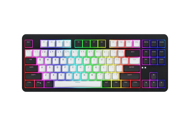 Tastatura mecanica wirelss Hator Rockfall 3 Mecha TKL conectivitate USB, pollingrate 1000Hz, iluminare RGB cu functia de a customiza fiecare tasta individual, tip switch HATOR Aurum Orange Linear rev.1.0, durata de viata switch 70M de clickuri, durata de