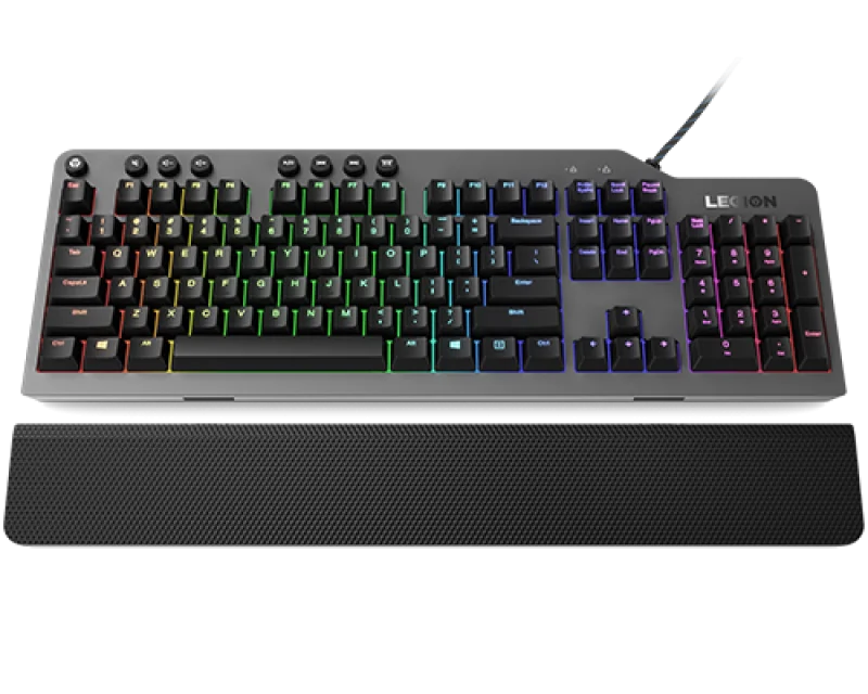 Tastatura gaming mecanica Lenovo Legion K500, iluminare RGB, switch Red, taste multimedia, Iron Grey