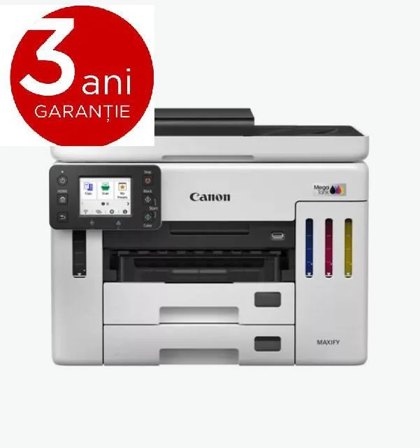 Multifunctional inkjet color CISS Canon Maxify GX7140, ( Print,Copy,Scan, Fax, Cloud), dimensiune A4 , duplex printare, ADF, viteza 24ppm alb-negru, 15.5 ppm color, rezolutie 600X1200 dpi, alimentare hartie250+250+100 coli, Scannet CIS, rezolutie