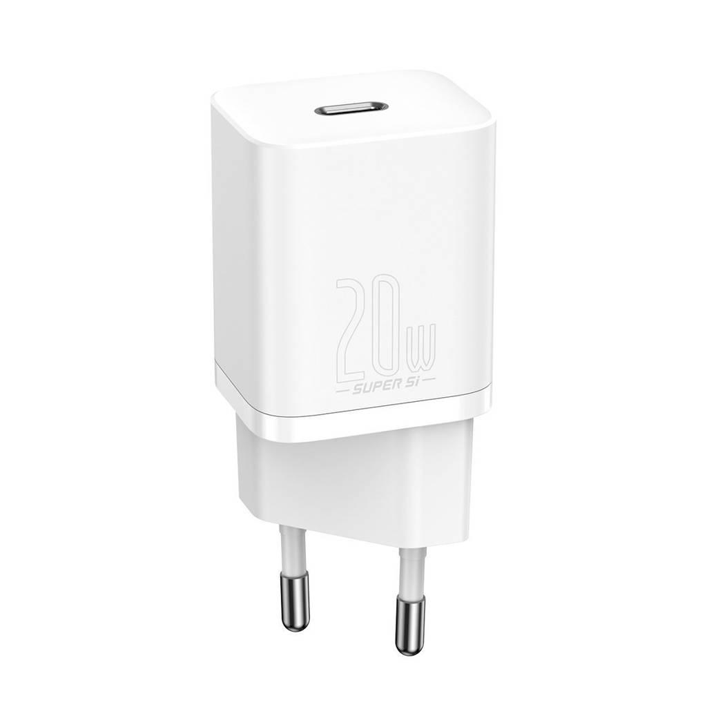 Incarcator retea Baseus Super Si, Quick Charge 20W, 1 x USB Type-C 5V/3Amax, include cablu USB Type-C la Lightning Iphone 1m,