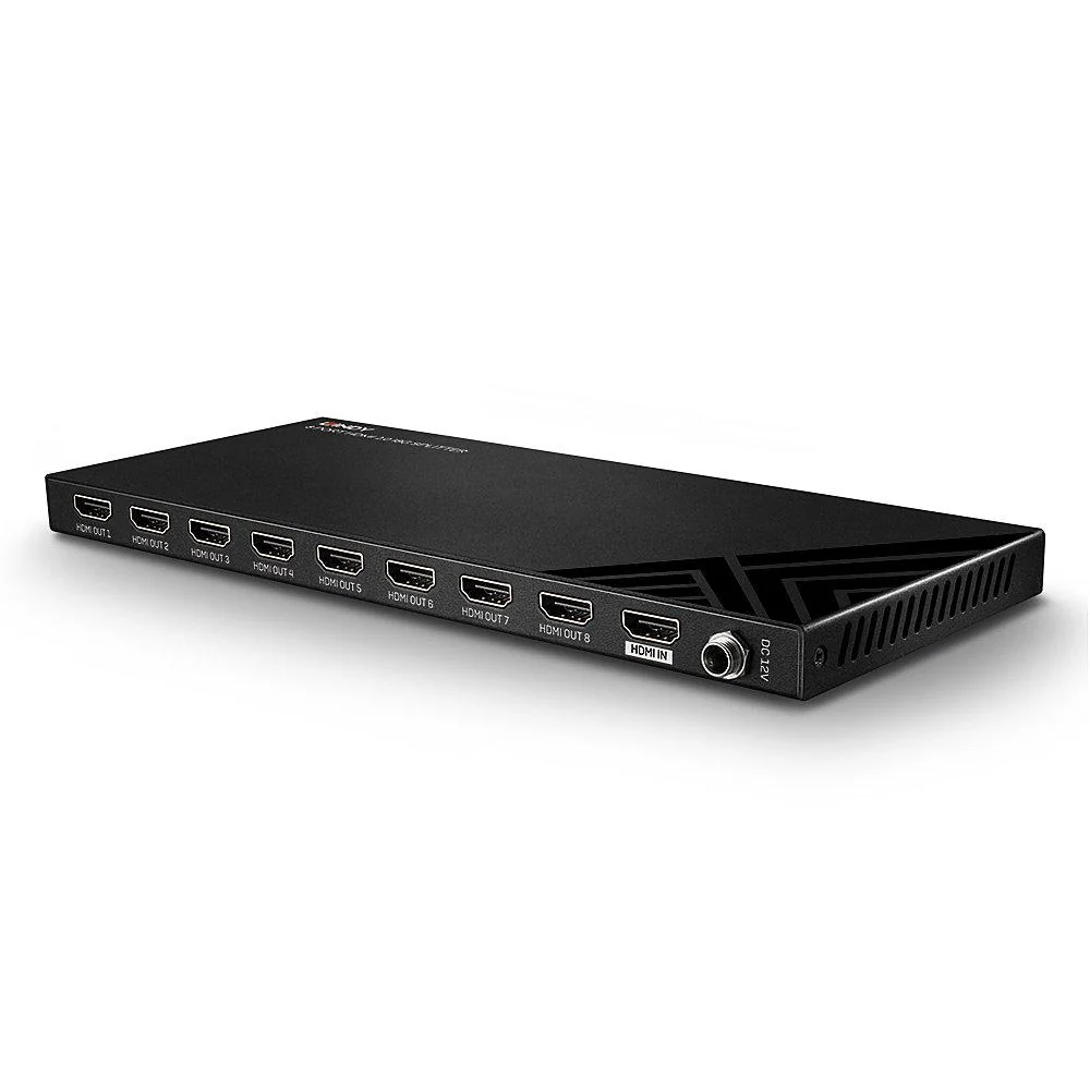 Splitter Lindy 8 Port HDMI 2.0, latime de banda suportata 18Gbps, rezolutie maxima 3840x2160@60Hz 4:4:4 8bit, negru