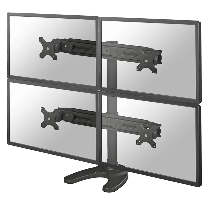 Suport cvadruplu monitor de birou Neomounts FPMA-D700DD4; pentru display-uri cu diagonale 19"-30", sistem de prindere VESA 75x75~100x100, greutate maxima suportata 8kg - per ecran, full motion, tilt +180°, swivel +180°, rotate +360°; inaltime reglabila