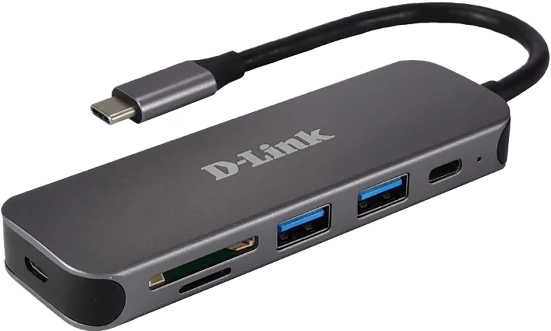HUB USB D-LINK DUB-2325, USB Type C, cablu 10 cm, metalic, argintiu
