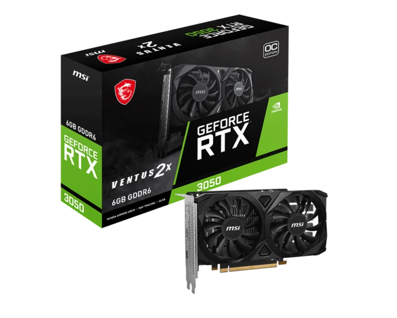 Placa Video MSI GEFORCE RTX 3050 VENTUS 2X E OC 6GB GDDR6 96 bit, PCIE 4.0, 1x DP 2x HDMI