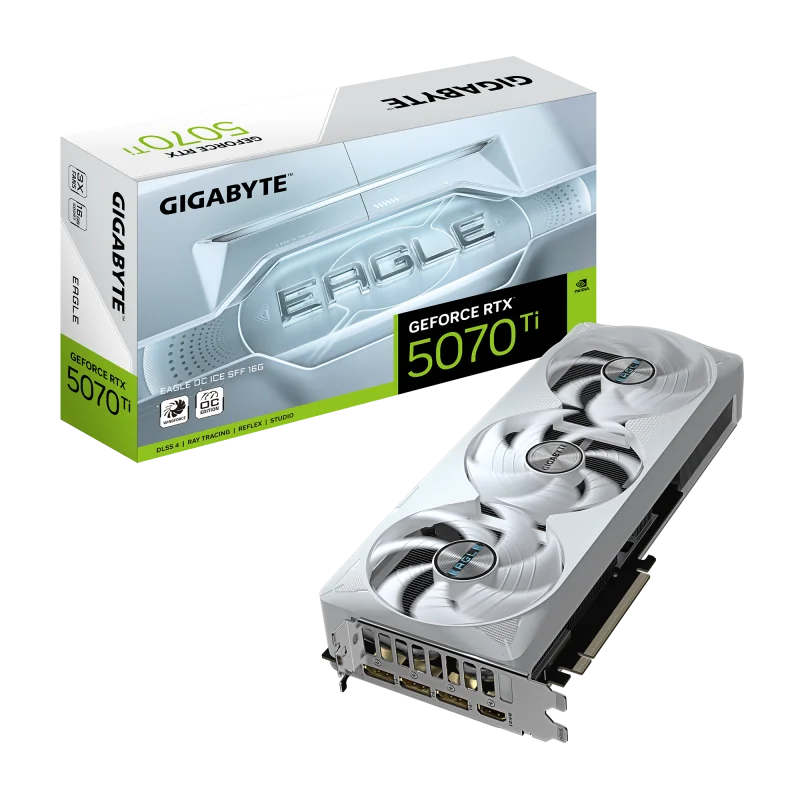 Placa Video GIGABYTE GEFORCE RTX 5070 TI EAGLE OC ICE SFF 16GB GDDR7 256 bit, PCIE 5.0, 1x HDMI 3x DP