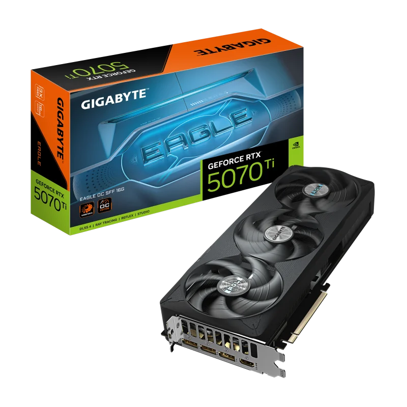 Placa Video GIGABYTE GEFORCE RTX 5070 TI EAGLE OC SFF 16GB GDDR 7 256 bit, PCIE 5.0, 3x DP 1x HDMI Gigabyte