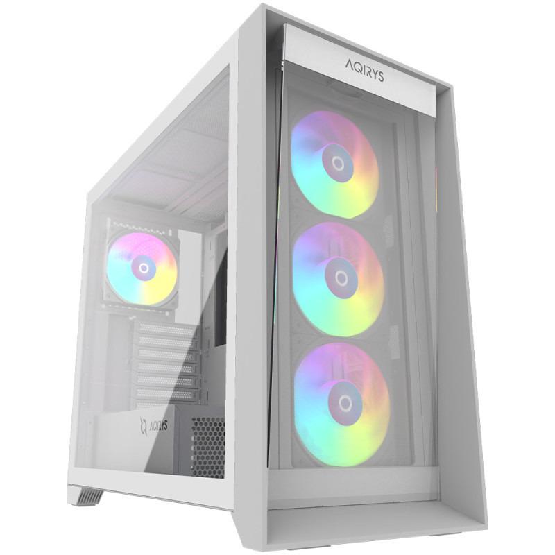 Carcasa AQIRYS XO-1 Mid Tower ARGB ALB, Tempered Glass, Sloturi Expansiune 7, Drive Bays: 3x3.5" 3x2.5", Ventilatoare Suporta