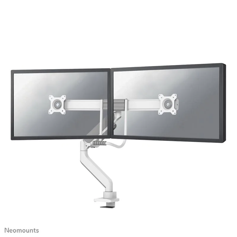 Brat dublu monitor Neomounts DS75-450WH2; pentru display-uri cu diagonale 17"-32", sistem de prindere VESA 75x75~100x100, greutate maxima suportata 8 - per ecrankg, full motion, tilt 10°, swivel 90°, rotate 180°; gas spring; culoare alb. Garantie 5 ani