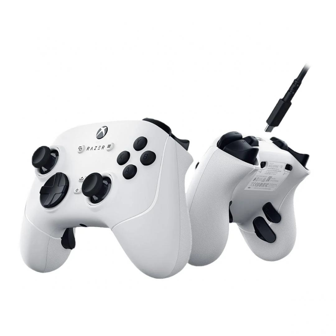 Controller cu fir Razer Wolverine V3 Tournament Edition, compatibil XBOX & PC, butoane de actiune mecanice Razer Mecha Tactile, butoane analogice Anti-drift Hall, lungime cablu 3m, interfata USB-C la USB-A, alb