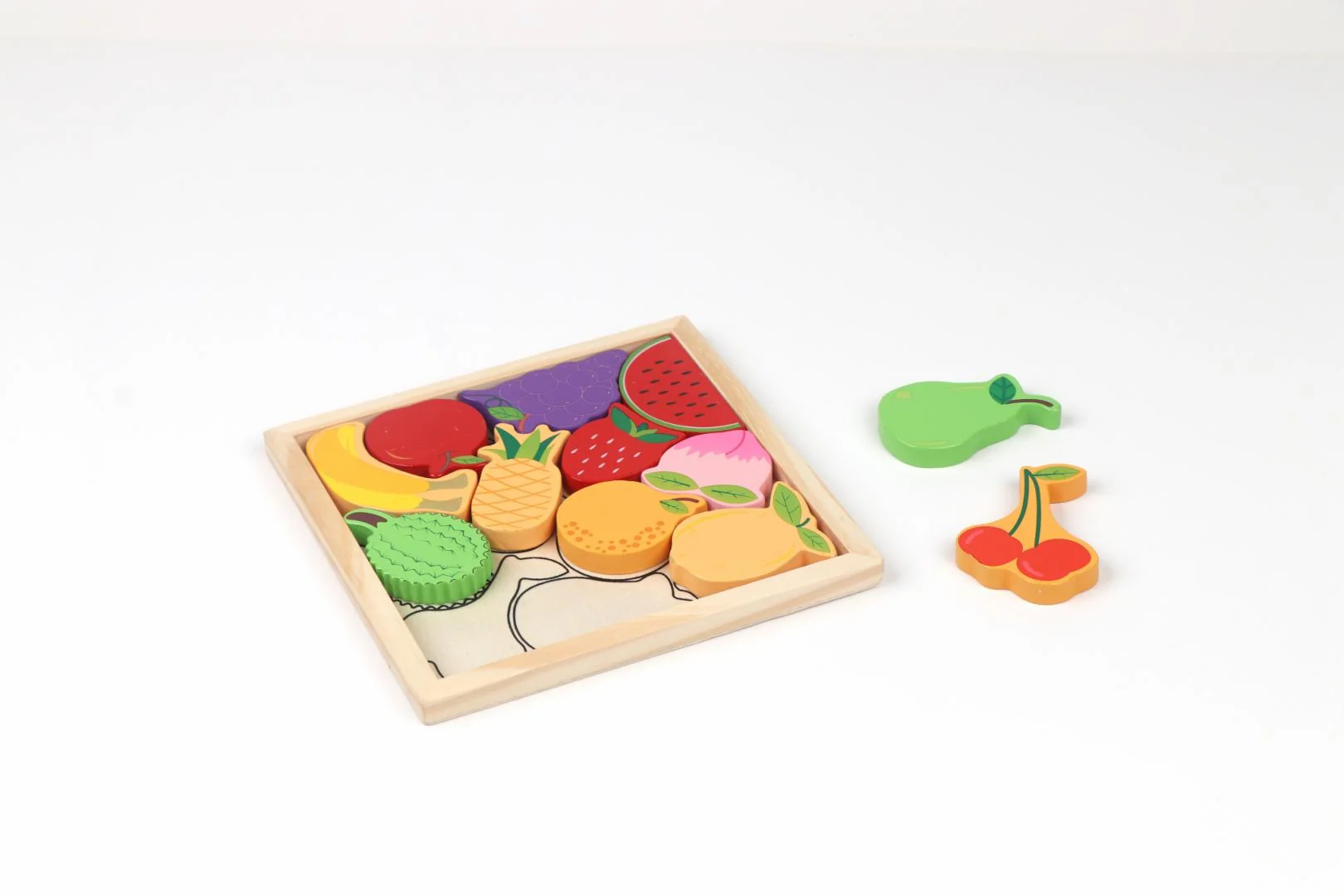 PUZZLE DIN LEMN CU FRUCTE, 12 PIESE Momki