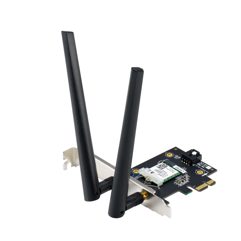 ASUS PCE-BE6500 Wifi  Bluetooth 5.4, WI-FI 7, 2.4GHz / 5GHz / 6GHz, greutate: 51.6G, 2 x Antene externe, PCI-Express x 1.