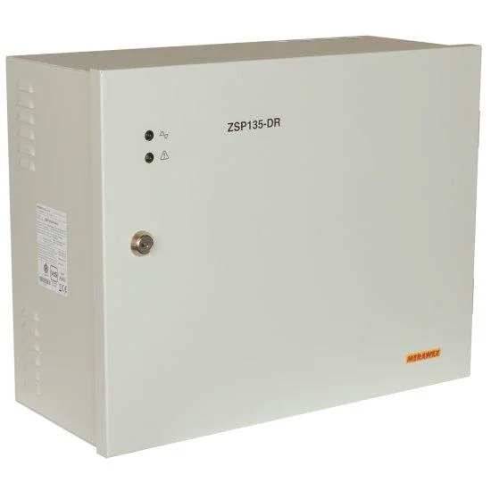 Sursa de alimentare pentru sisteme de detectie incendiu 24V/3-5A in cutie metalica Merawex ZSP135-DR-5A-3, loc pentru 2 acumulatori 40Ah/12V, Tensiune de intrare: 230 V +10% -15%, eficienta ridicata sub sarcina si consum redus, comunicare RS-232 /