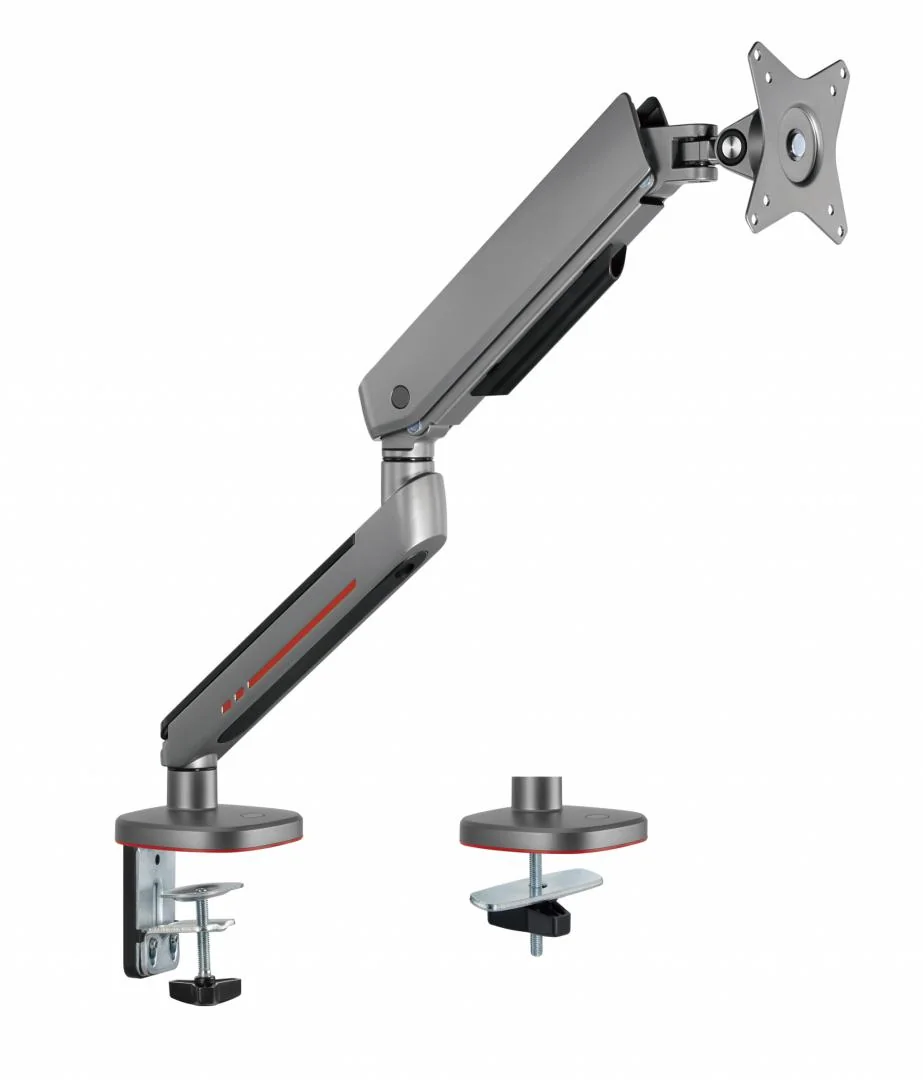 Brat pentru monitor, Material: Oțel, Aluminiu, Plastic, Suprafață finisaj : acoperire cu Pulbere, Culoare: Alb Texturat Fin, Gri Spațial, Dimensiune compatibila ecran: 27"-45", tehnologie arc, Greutate maxima (pe ecran): 5~14 kg, Greutate maxima pentru