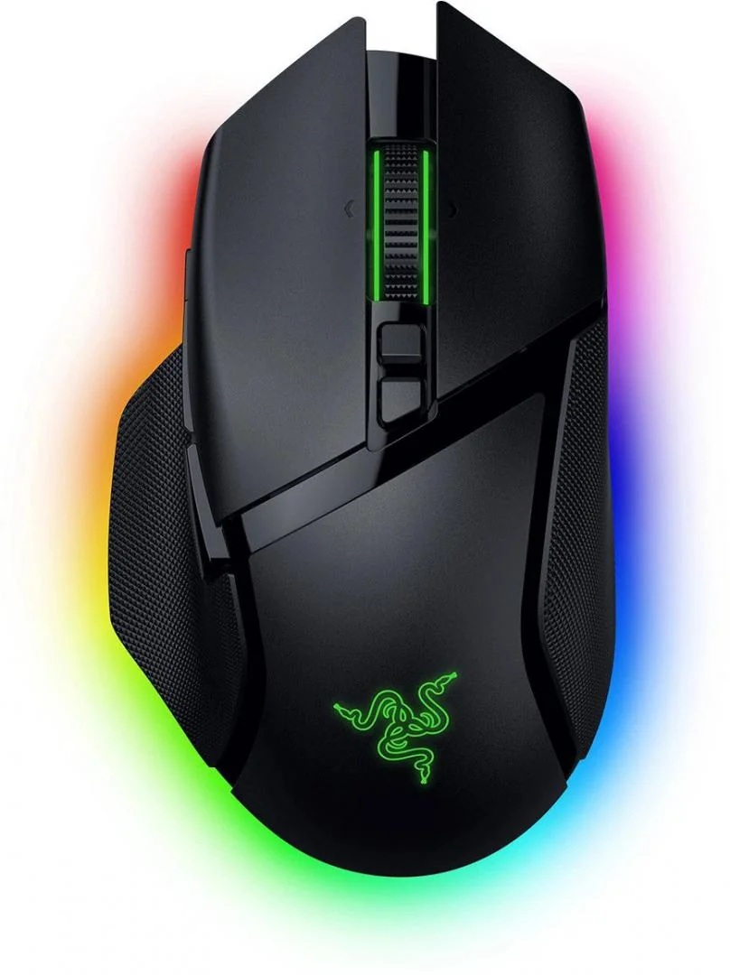 Razer Basilisk V3 35K, wireless, bluetooth, rezolutie maxima 35000 DPI, 11 butoane programabile, autonomie pana la 140h (mod wireless, miscare constanta la 1000Hz),  pana la 210h (mod bluetooth),  iluminare Razer Chroma™ RGB, senzor Focus Pro 35K Optical
