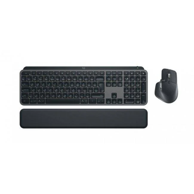 Kit Logitech MX Keys S, tastatura wireless, greutate 810 g, dimensiuni 430.2 x 131.63 x 20.5 mm, mouse fara fir, greuate 140 g, cu laser, capacitate baterie 500 mAh, gri Logitech