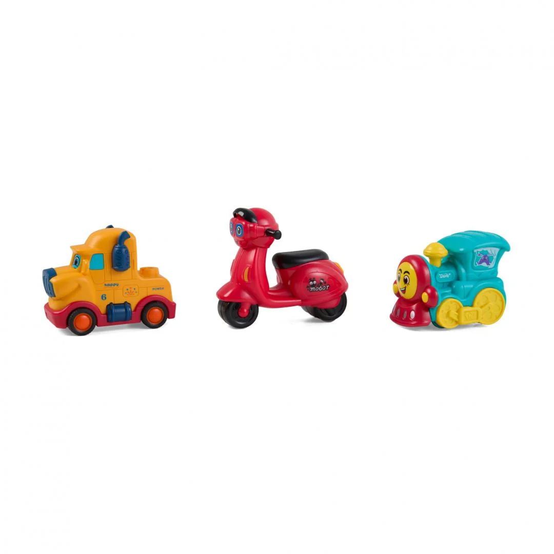 SET 3 VEHICULE ACTIONATE PRIN INERTIE, DIVERSE MODELE SI CULORI, MOMKI Momki