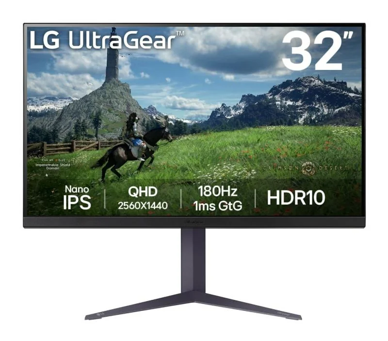 Monitor LG 31.5" 32GS85Q-B.AEU, Diagonal (inch): 31.5, Diagonal (cm): 80, Aspect ratio: 16:9, Panel: IPS, Resolution: 2560x1440, Refresh Rate: 180Hz, Response time GtG: 1ms, Brightness (max): 350 cd/m², Contrast (static) : 1000:1, Viewing angle: