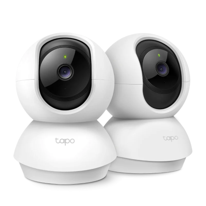Pan/Tilt Home Security Wi-Fi Camera, 2-Pack SPEC: 1080p, 2.4 GHz, Horizontal 360º FEATURE: Pan/Tilt, Motion Detection and Notifications, Sound and Light Alarm, Remote Control, Two-Way Audio, Voice Control (Works with Google Assistant and Alexa), Local