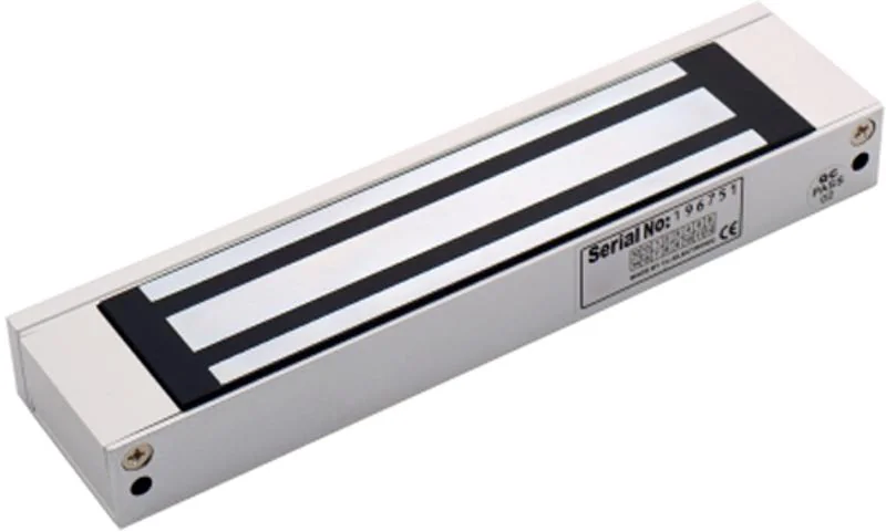 Electromagnet de forta Hikvision DS-K4H250S; Forta de retinere: 272kg; alimentare: 12 VDC or 24 VDC, (default voltage is 12 VDC); amperaj: 500 mA or 250 mA; Dimensiuni: 240 mm × 49 mm × 25.5 mm; Greutate: 2.1kg