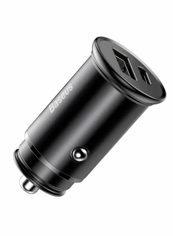 Incarcator auto Baseus Circular metal, 2 porturi USB iesire, pentru bricheta auto,  negru