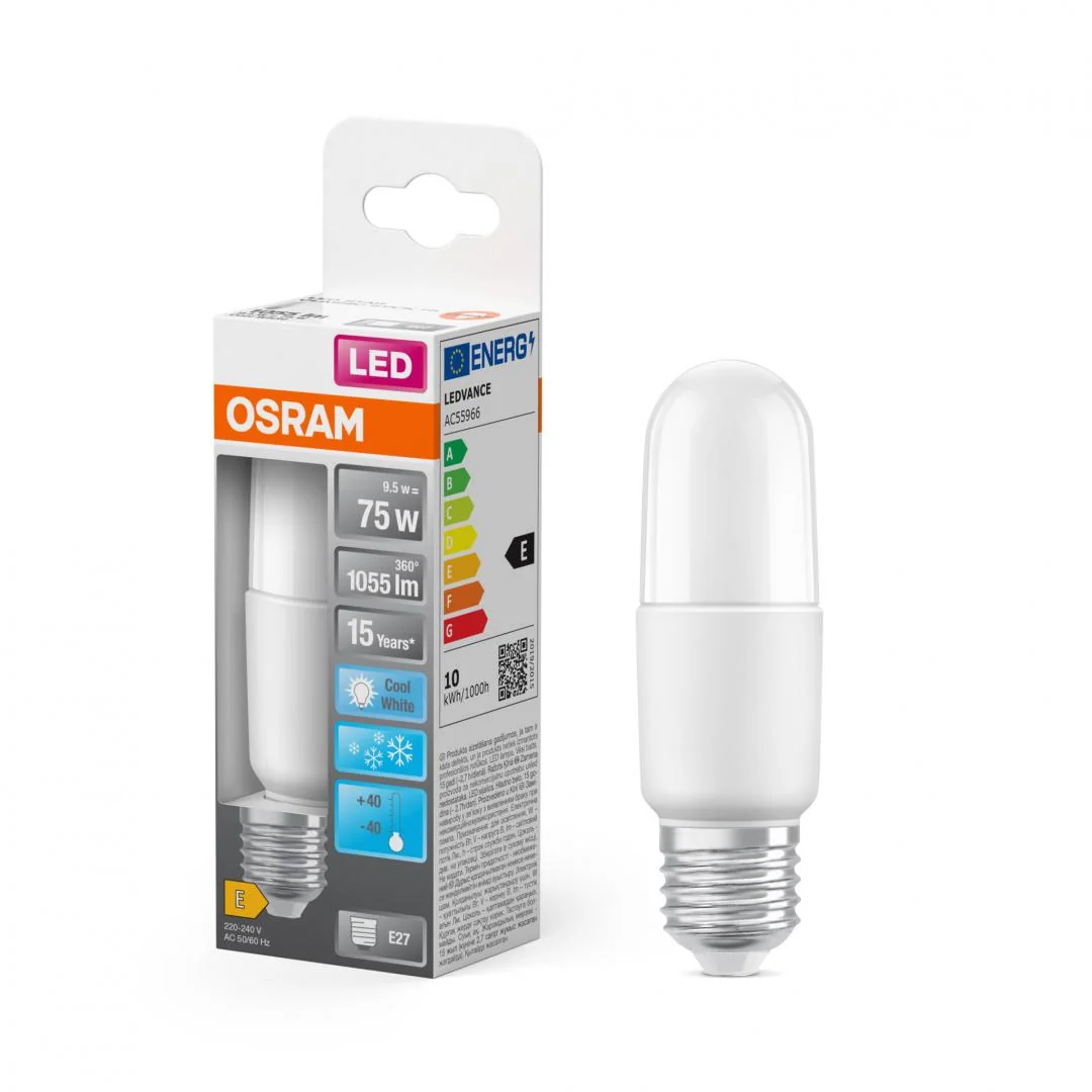 Bec LED Osram Parathom Stick, E27, 9.5W (75W), 1055 lm, lumina neutra(4000K), Ø3.6cm Osram