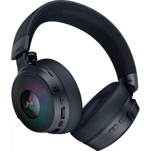 Casti Razer Kraken V4 Pro, wireless, bluetooth, cu fir, frecventa raspuns 20 Hz – 28 kHz,  conectivitate wireless: 2.4 GHz Wireless prin OLED Control Hub sau  Bluetooth 5.3,  cu fir USB-A sau 3.5mm,  microfon retractabil Razer™ HyperClear Super Wideband