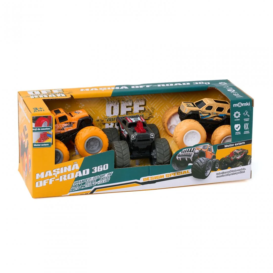 SET 3 MASINI OFF-ROAD-360 DE GRADE, MOMKI Momki