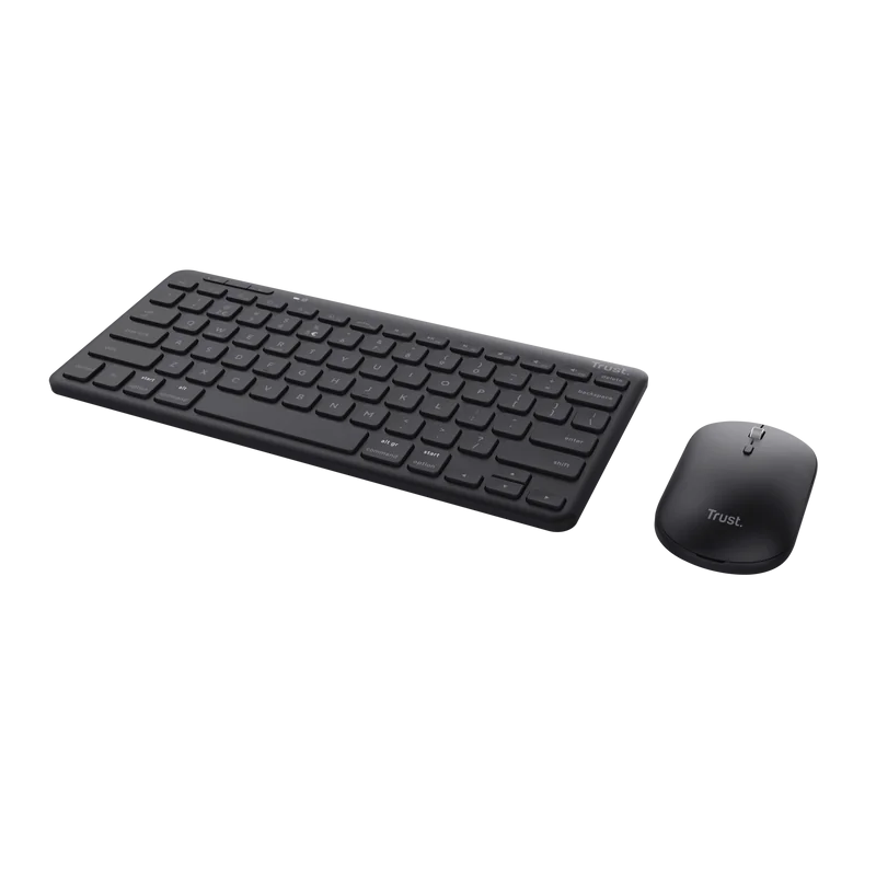 Trust Kit Wireless keyboard+mouse Lyra, mouse optic, rezolutie maxima 1200 DPI, conectivitate wireless, intefata USB-C, USB-A, negru