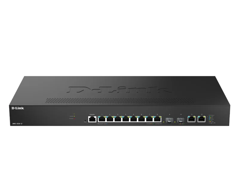 Switch D-Link 2.5Gigabit DMS-1250-10S, 8x RJ-45, 2x SFP+, 1x Console, 100/1000/2500 Mbps, compatibilitate 802.3u, 802.3ab, 802.3bz, 802.3ae, 802.3z, 802.3az, 802.3x, 802.1Q, 802.1
