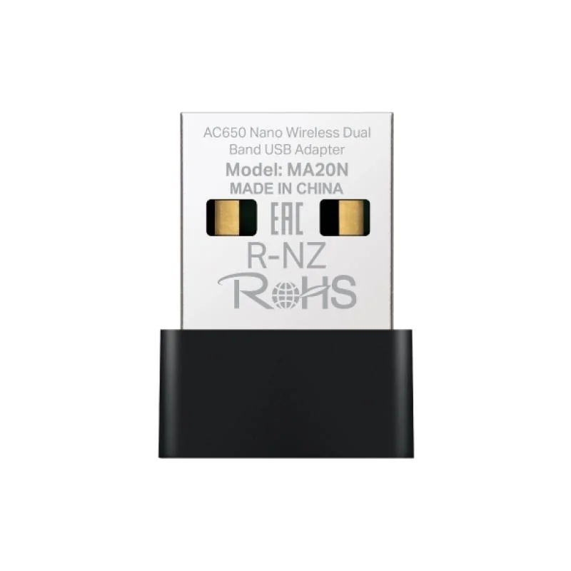 Adaptor USB Wireless MERCUSYS MA20N, Dual Band 200 + 433 Mbps, standarde wi fi IEEE 802.11 a, IEEE 802.11 ac, IEEE 802.11 b, IEEE 802.11 g, IEEE 802.11 n, securitate WPA/PSK, WPA2-PSK, WPA3-SAE, negru