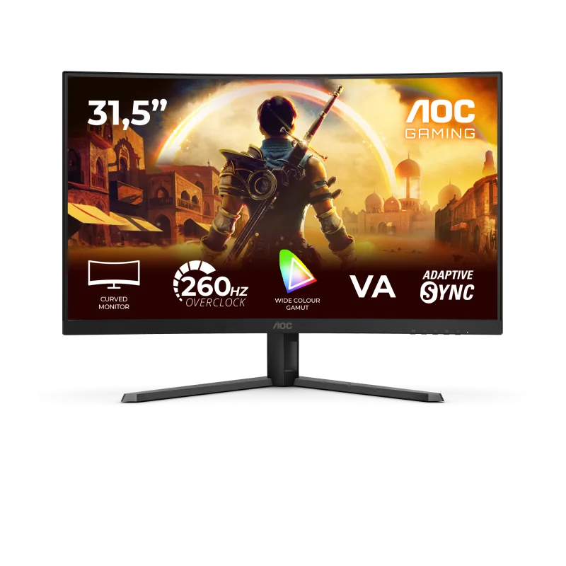 Monitor AOC 31.5" C32G42ZE, Curvature: 1500R, Diagonal (inch): 31.5, Diagonal (cm): 80, Aspect ratio: 16:9, Panel: VA, Resolution: 1920x1080, Refresh Rate: 260Hz, Response time GtG: 4ms, Response time MPRT: 0.3ms, Brightness (max): 300 cd/m², Contrast