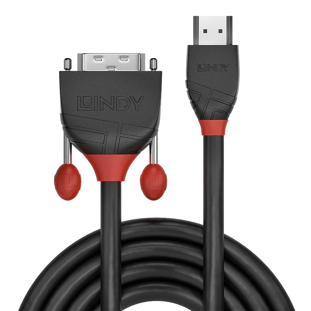 Cablu Lindy HDMI to DVI-D Cable, lungime 5m, rezolutie maxima 1920x1200@ 60Hz, latime de banda suportata 4.95 Gbps, negru