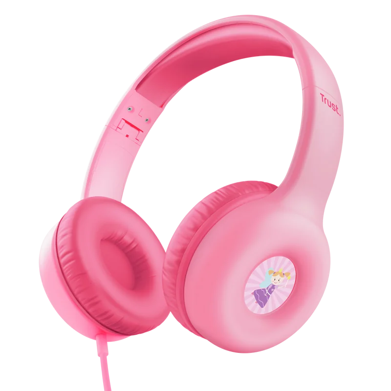 Casti Trust Nouna cu fir kids, frecventa raspuns 20 Hz - 20.000 Hz, senzitivitate 92 dB, roz
