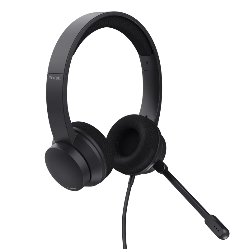 Casti Trust cu fir Ayda USB-ENC, noise cancelling, frecventa raspuns 20 Hz - 20.000 Hz, negru