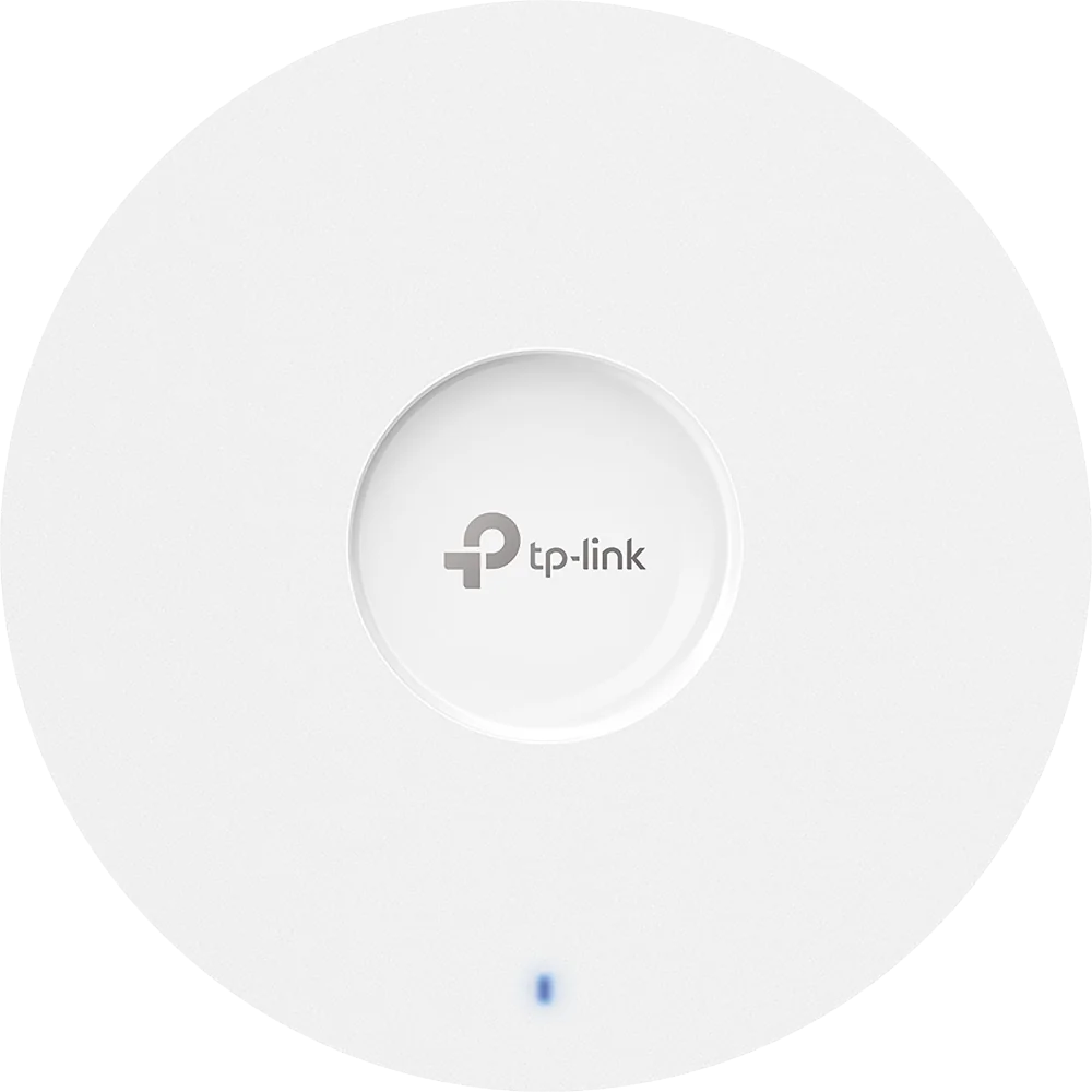 "Omada  AX6000 Ceiling Mount Dual-Band Wi-Fi 6 Access Point PORT: 1×2.5G RJ45 Port SPEED:1148Mbps at  2.4 GHz + 4804 Mbps at 5 GHz FEATURE: 802.3at POE+ and 12V DC (Power Adapter is not included), 4×Internal Antennas, MU-MIMO, 160MHz Supported, Seamless