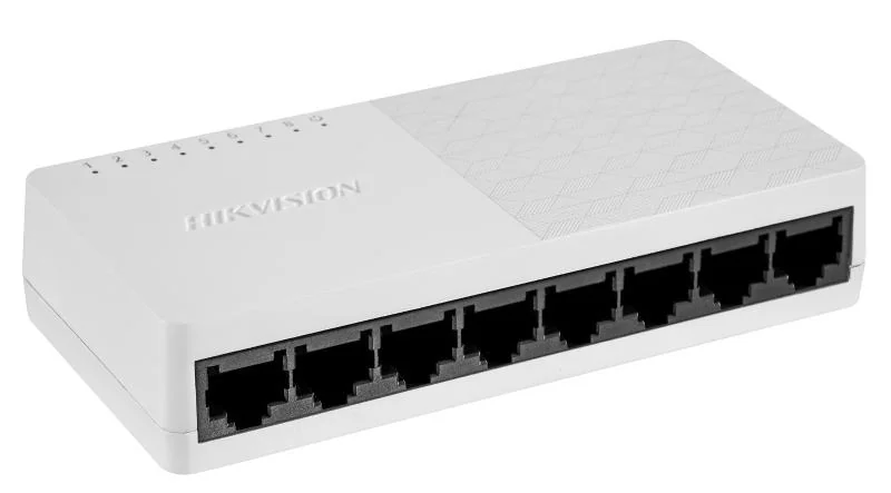 Switch 8 porturi Gigabit Hikvision DS-3E0508D-O, Unmanaged, 8 Gigabit RJ45 ports, Plug & play, Support ADI/ADIX, Standard: IEEE 802.3, IEEE 802.3u, IEEE 802.3x, IEEE 802.3ab; desktop plastic switch, dimensiuni: 124.00 mm Ć 25.00 mm Ć 61.00 mm, greutate: