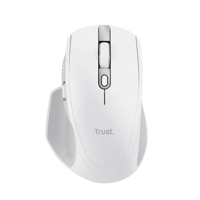 Mouse Trust Ozaa+, wireless RF 2.4GHz, bluetooth, conectivitate USB 1.1, 2.0, 3.0, rezolutie maxima 3200 DPI, alb