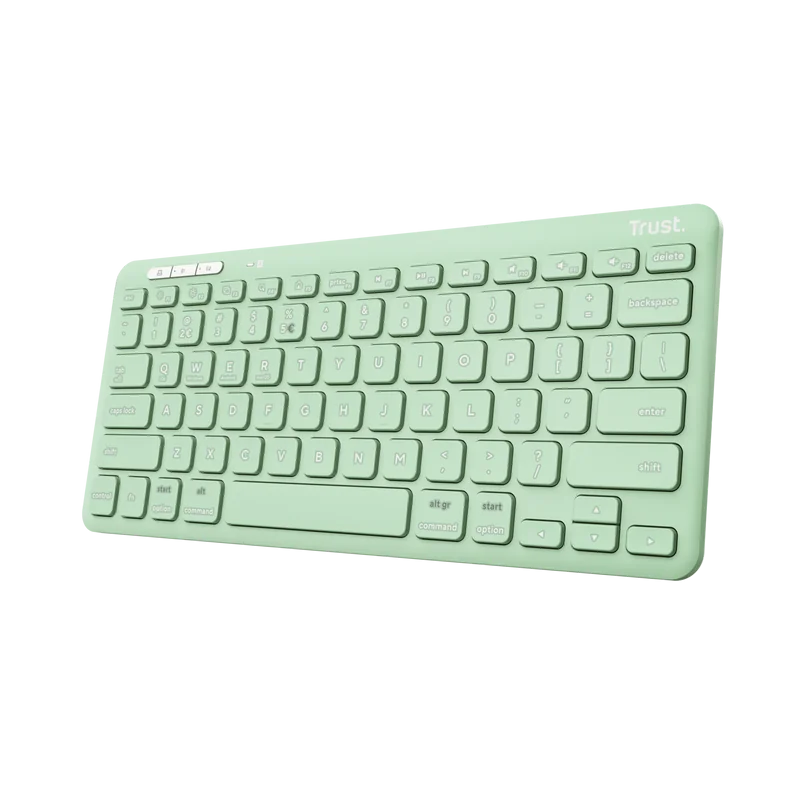 Tastatura Trust Lyra Wireless, conexiune USB-A, USB-C 1.1, raza de acoperire wireless 10m, 1x AAA baterie, compatibila cu laptop, pc, Bluetooth devices, tableta, alba