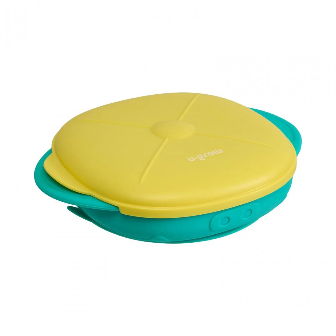 Farfurie silicon cu capac , galbena, U-Grow U-Grow