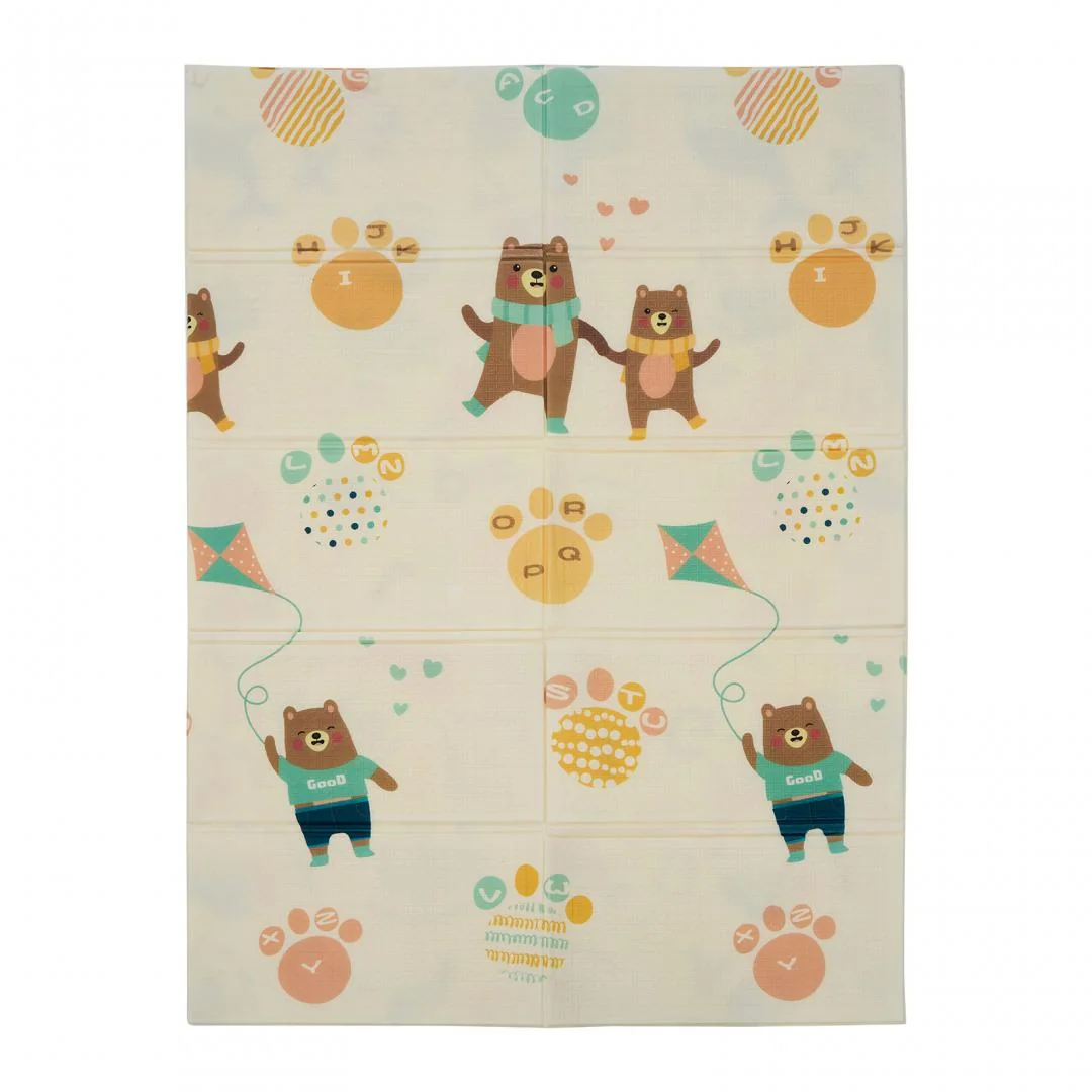 Covor de joaca pentru copii U-Grow, din spuma, pliabil, 2 fete, impermeabil, izolant, 120 x 180 x 1 cm, alfabet U-Grow