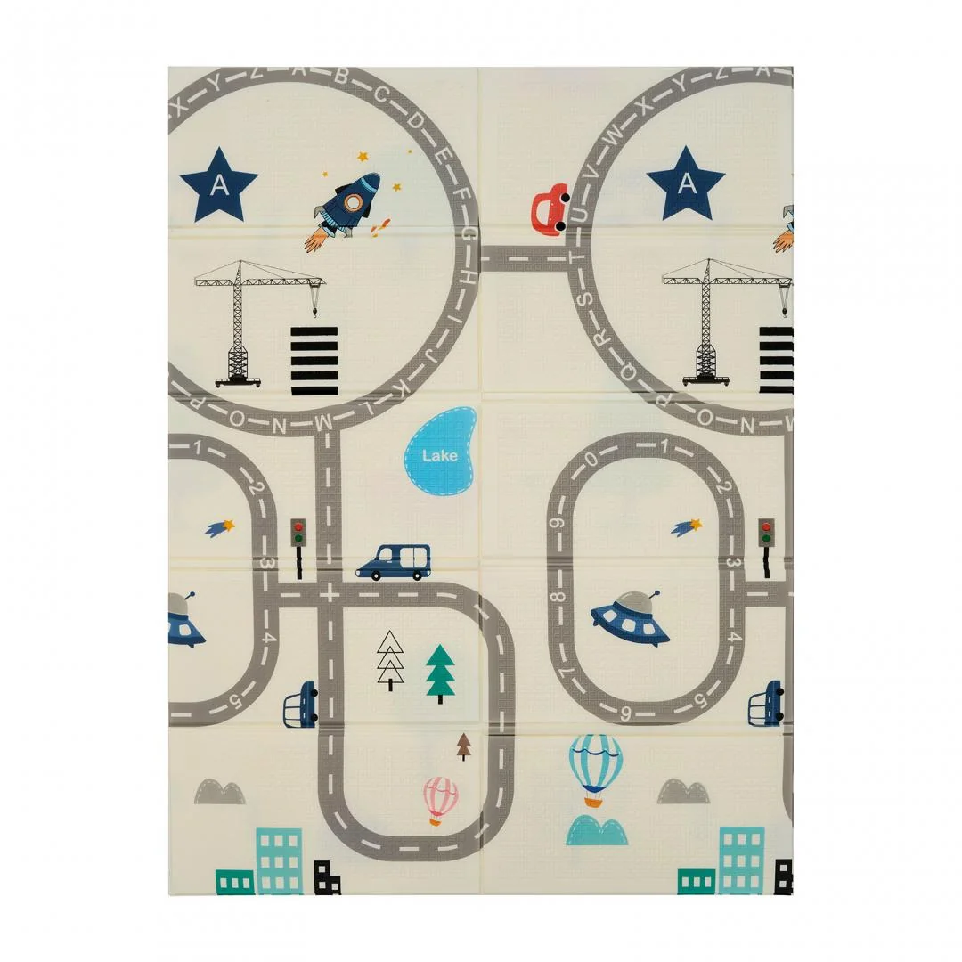 Covor de joaca pentru copii U-Grow, din spuma, pliabil, 2 fete, impermeabil, izolant, 120 x 180 x 1 cm, circuit U-Grow