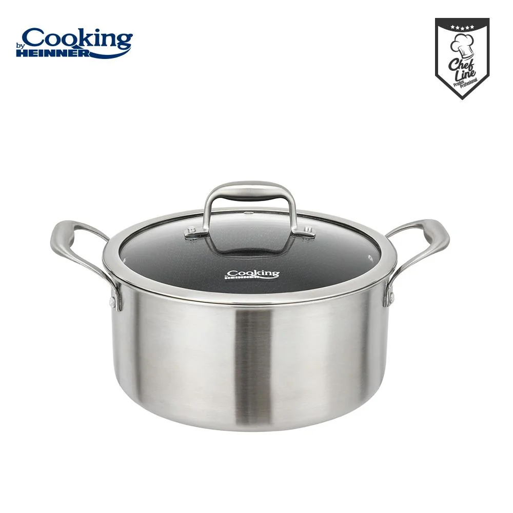 SEMIOALA INOX+CAPAC STICLA IN 3 STRATURI 24x12 CM, 5 L, TITANIUM3, COOKING BY HEINNER