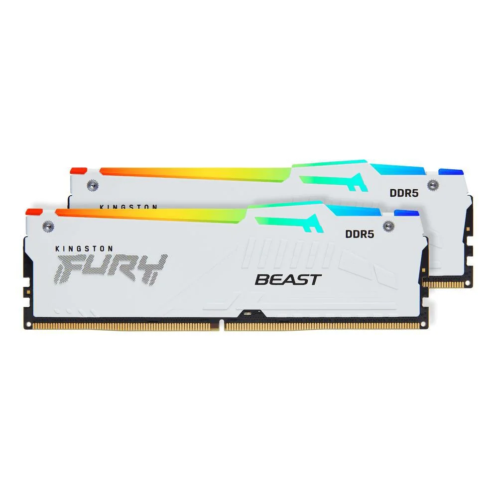 Memorie RAM Kingston FURY Beast RGB White 32GB DDR5 6000MHz CL30 Dual Channel Kit Kingston