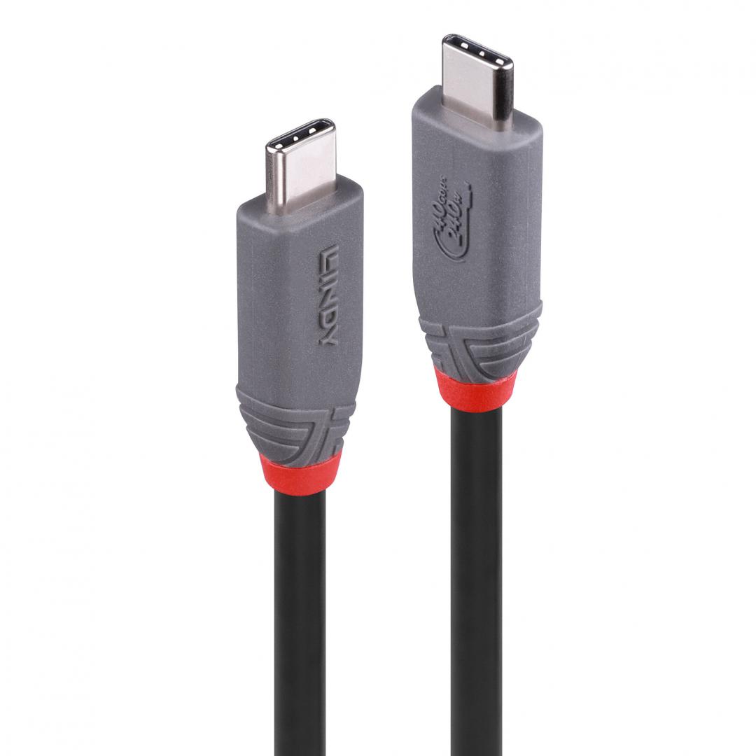 Cablu Lindy 0.8m USB 4 Type C 40Gbps Anthra line, rezolutie maxima suportata 3840x2160@60Hz, 7680x4320@60Hz , latime de banda