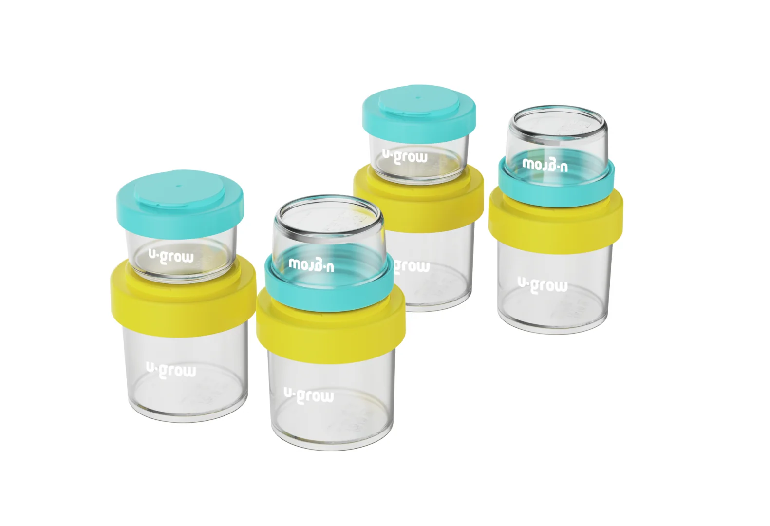 Set 8 recipiente cu capac pentru stocare hrana copii , 4*80ml + 4*220ml, U-Grow U-Grow