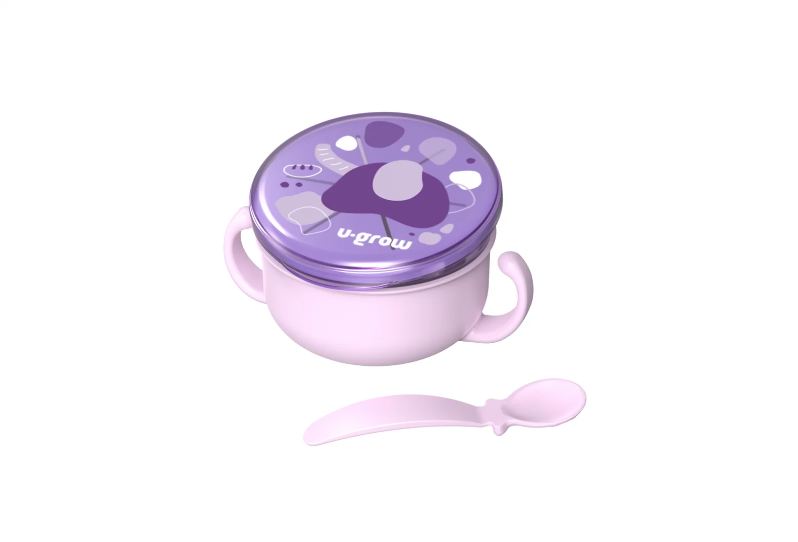Bol 2 in 1 pentru snackuri cu lingurita, mov, U-Grow U-Grow